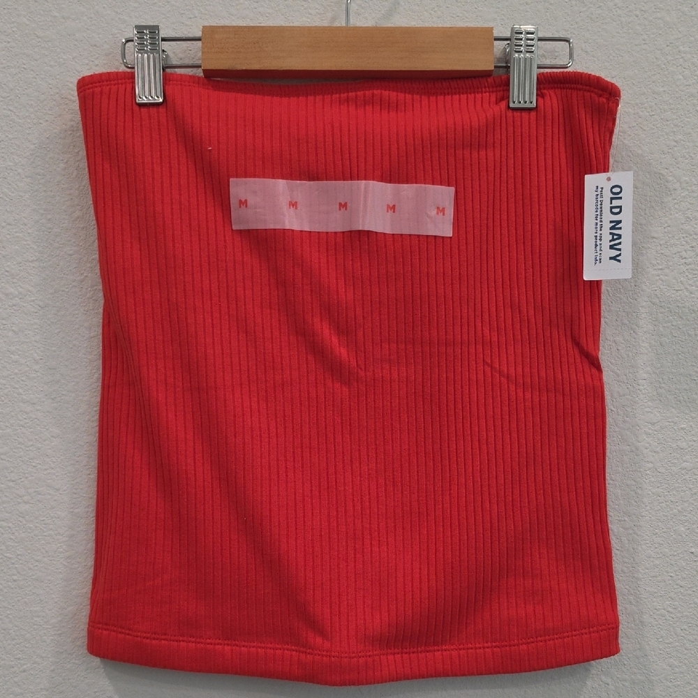 Old Navy Red Ribbed Strapless Camisole Tube Top - Picture 3 of 7